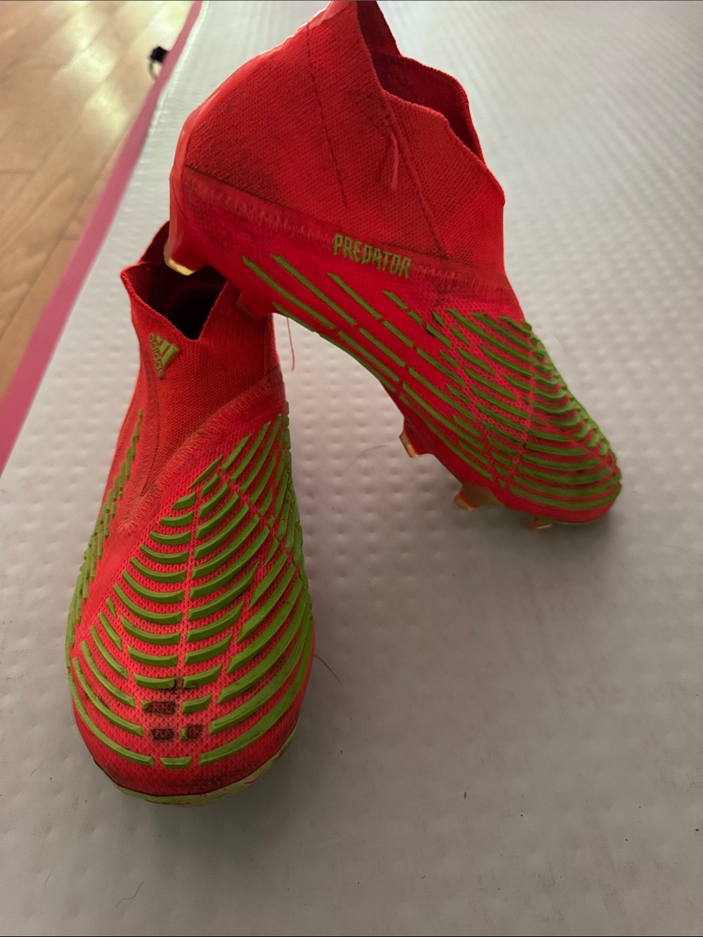 adidas Kids Predator Soccer Cleats - Red and Neon Green